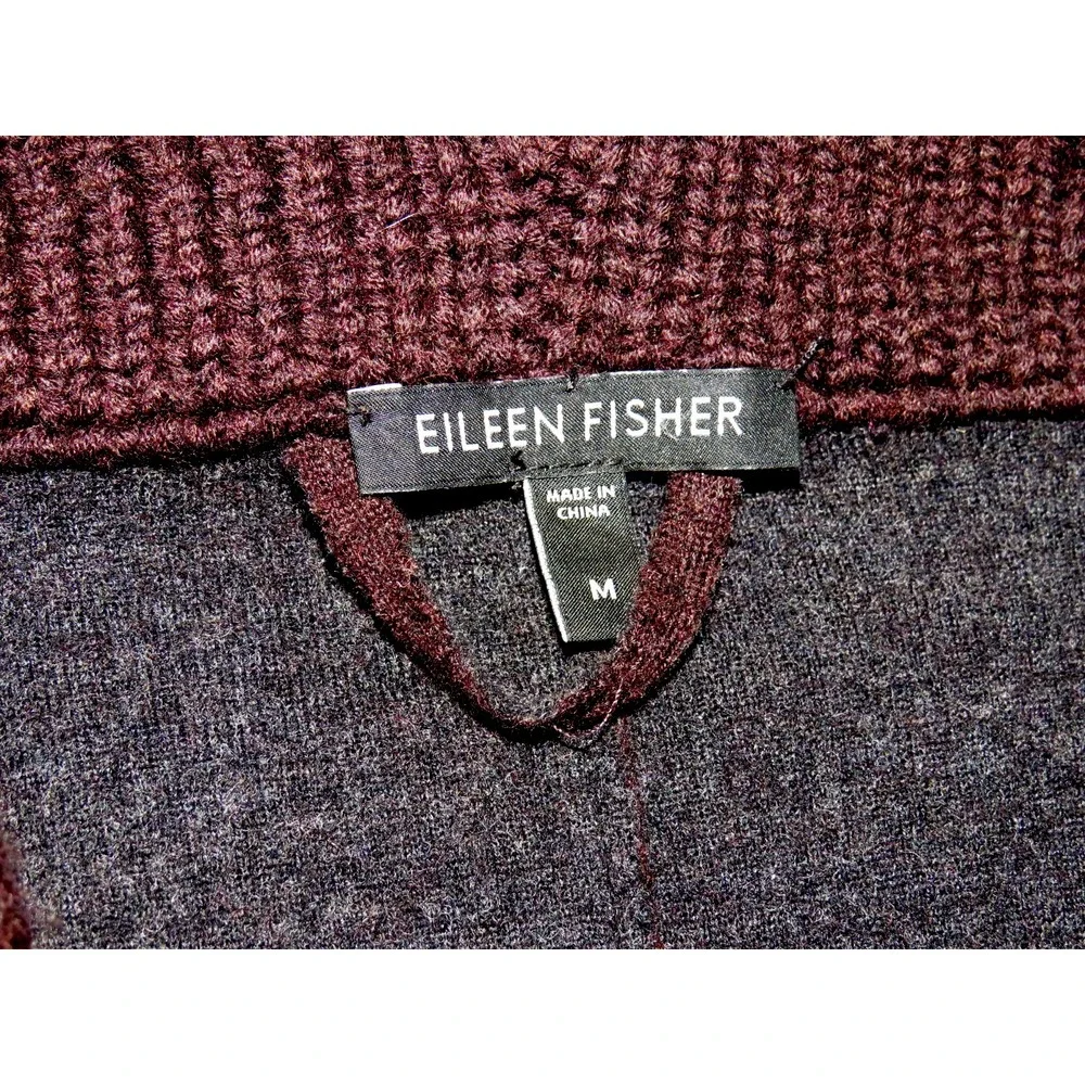 EILEEN FISHER Wool Blend‎ Shawl Collar Button Cardigan Sweater Women's Medium